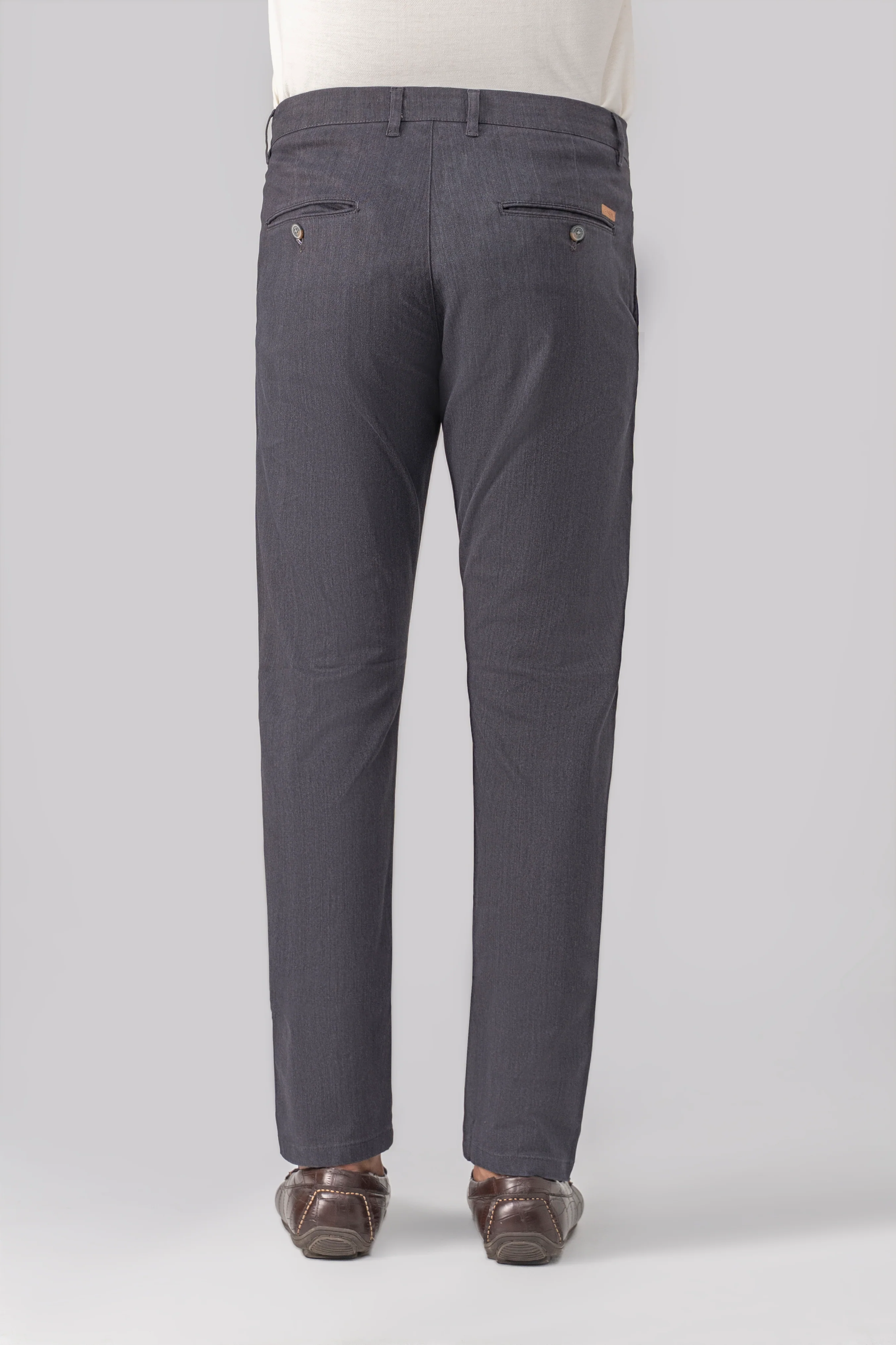 TEXTURED SLIM FIT CASUAL PANT DARK GREY - Image 3