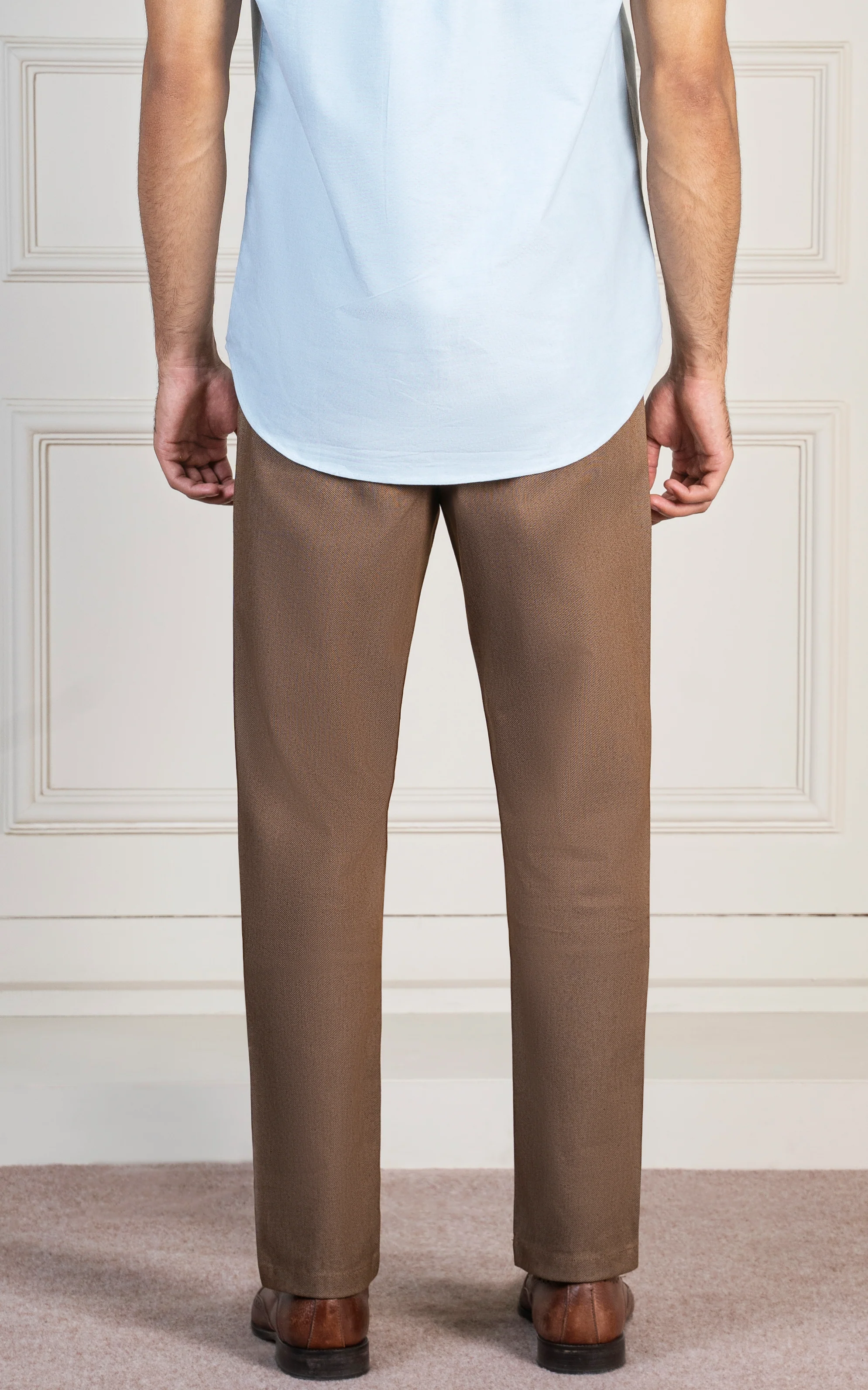 TEXTURED SMART FIT PANT CAMEL - Image 3