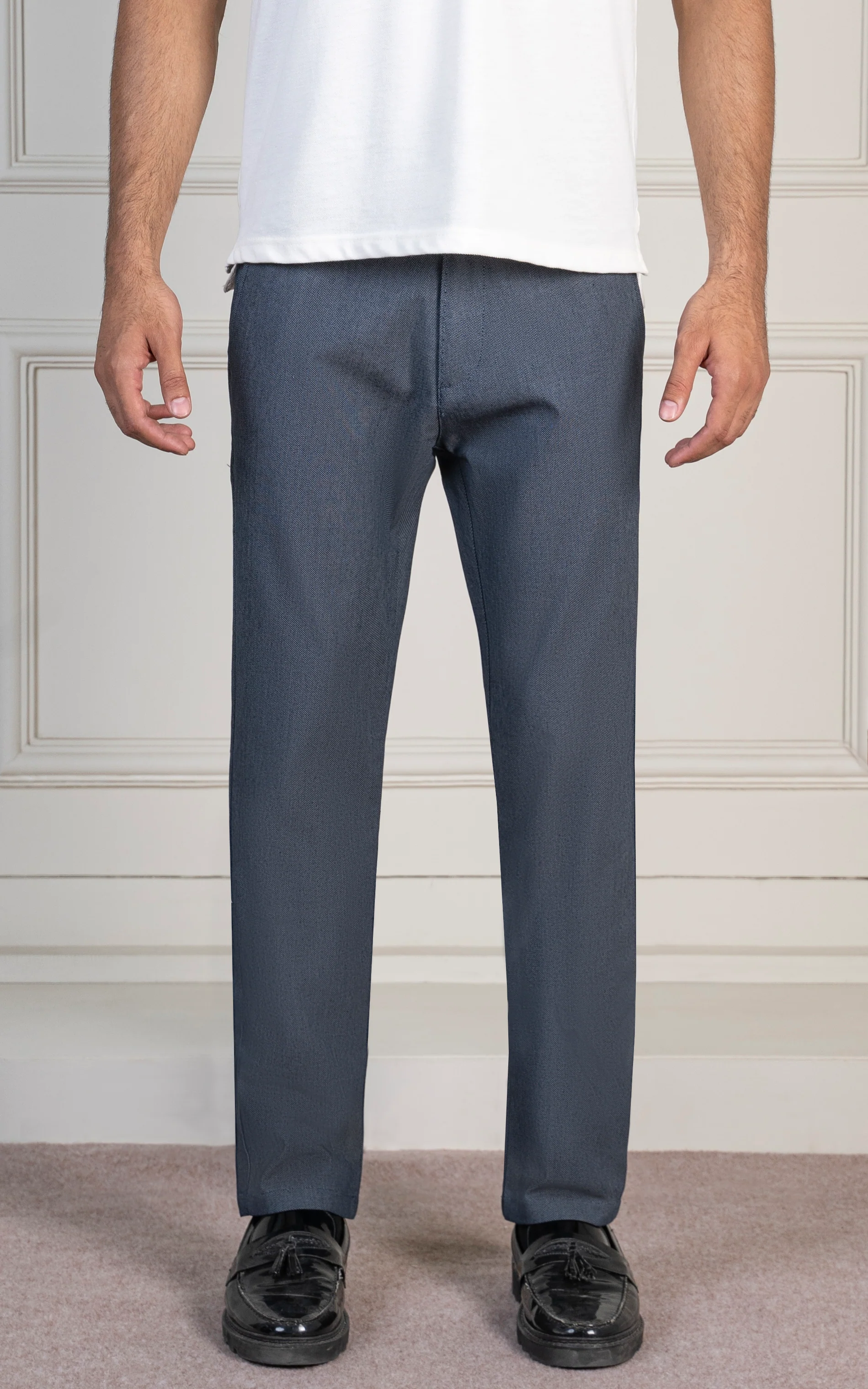 TEXTURED SMART FIT PANT NAVY - Image 2