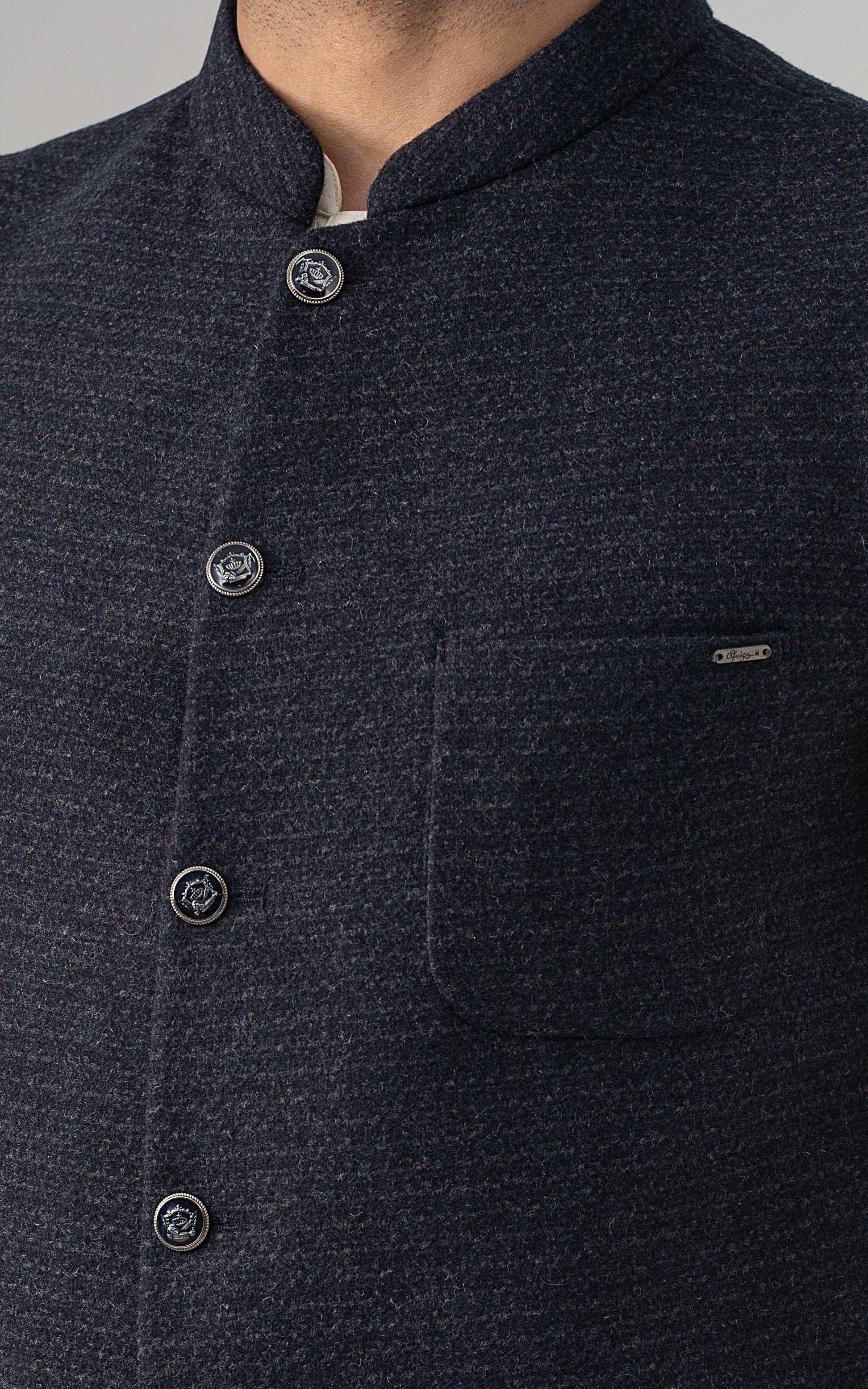 TEXTURED WOOL BLENDED WAISTCOAT -SIGNATURE COLLECTION BLUE - Image 4