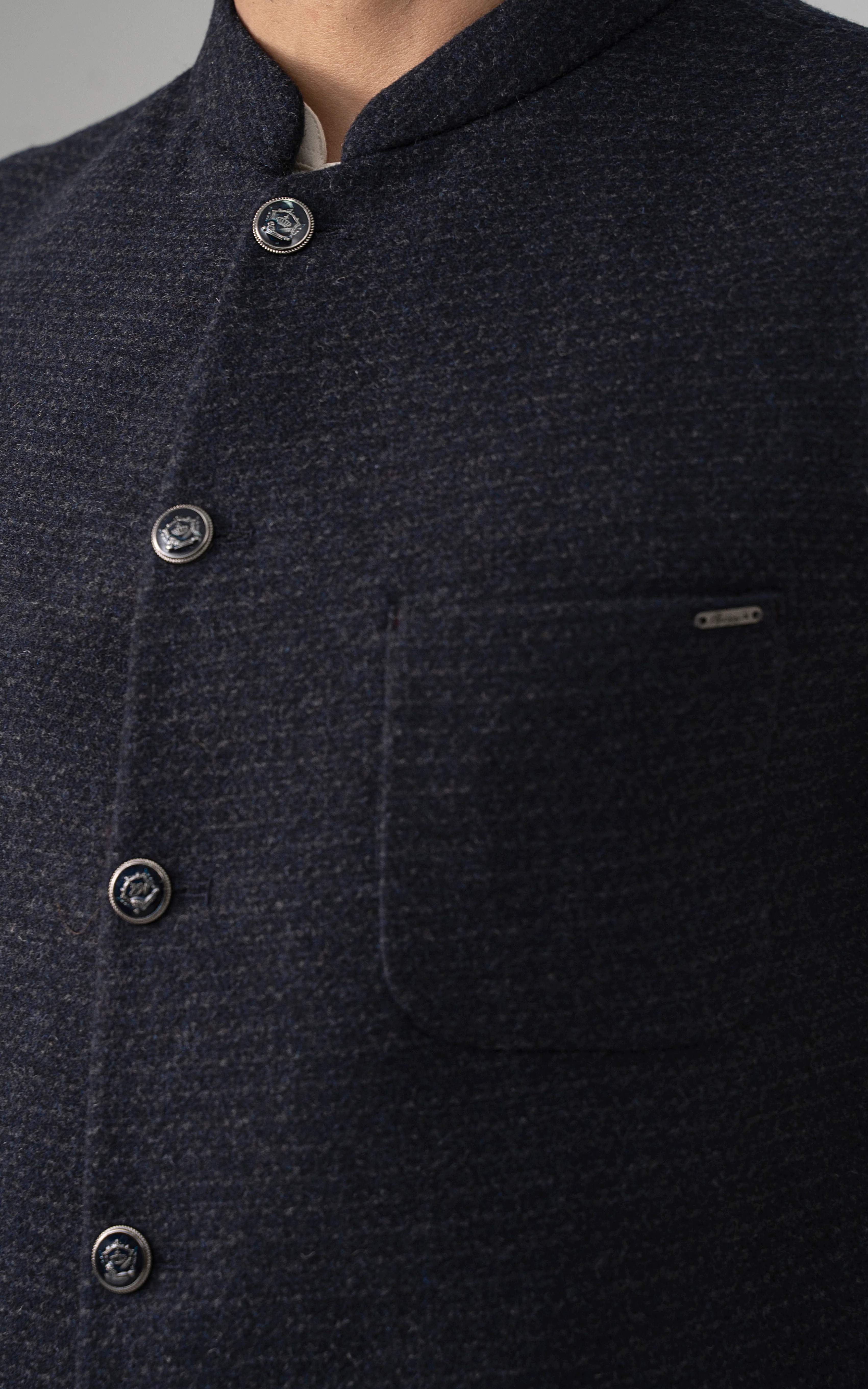 TEXTURED WOOL BLENDED WAISTCOAT -SIGNATURE COLLECTION BLUE - Image 5