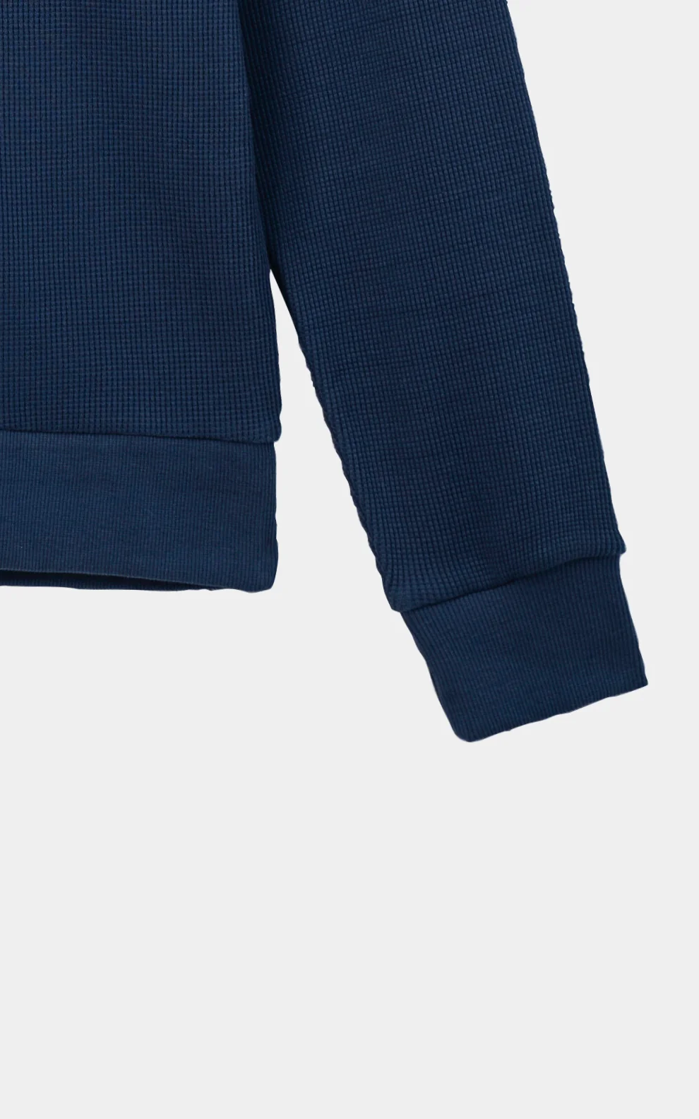 WAFFLE KNIT CREW NECK SWEATSHIRT BLUE - Image 3
