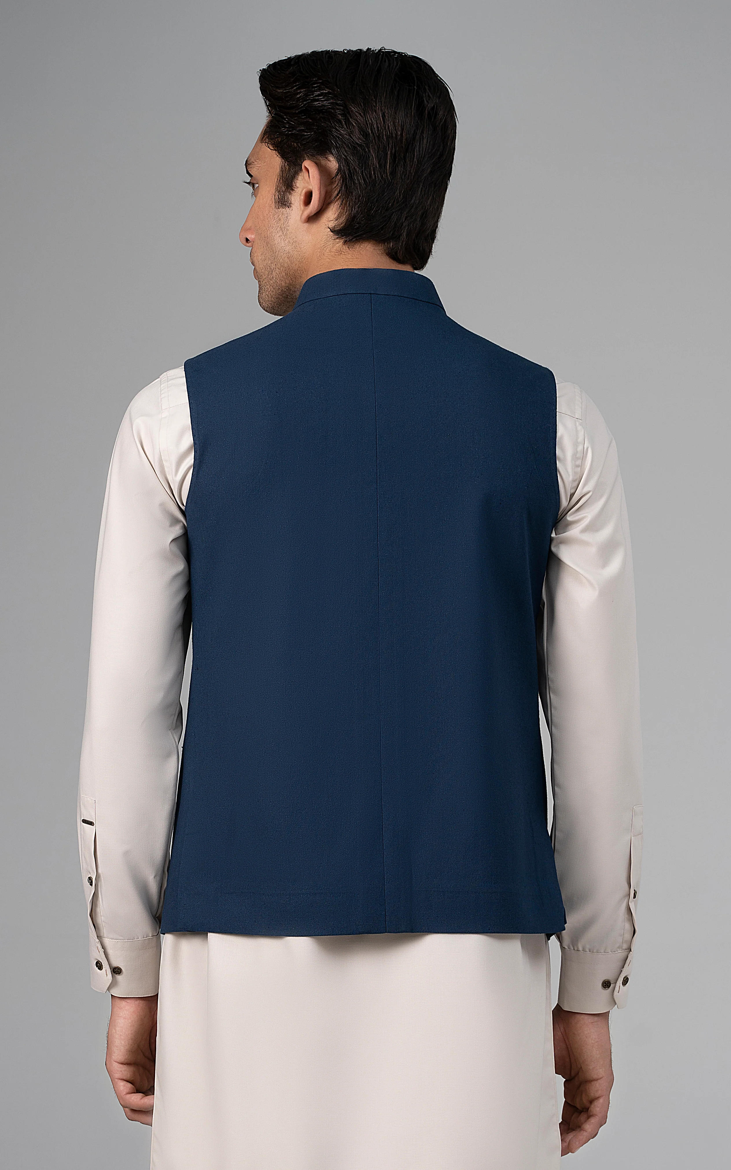LOGO EMBROIDERED WAISTCOAT- CLASSIC COLLECTION INDIGO BLUE - Image 4
