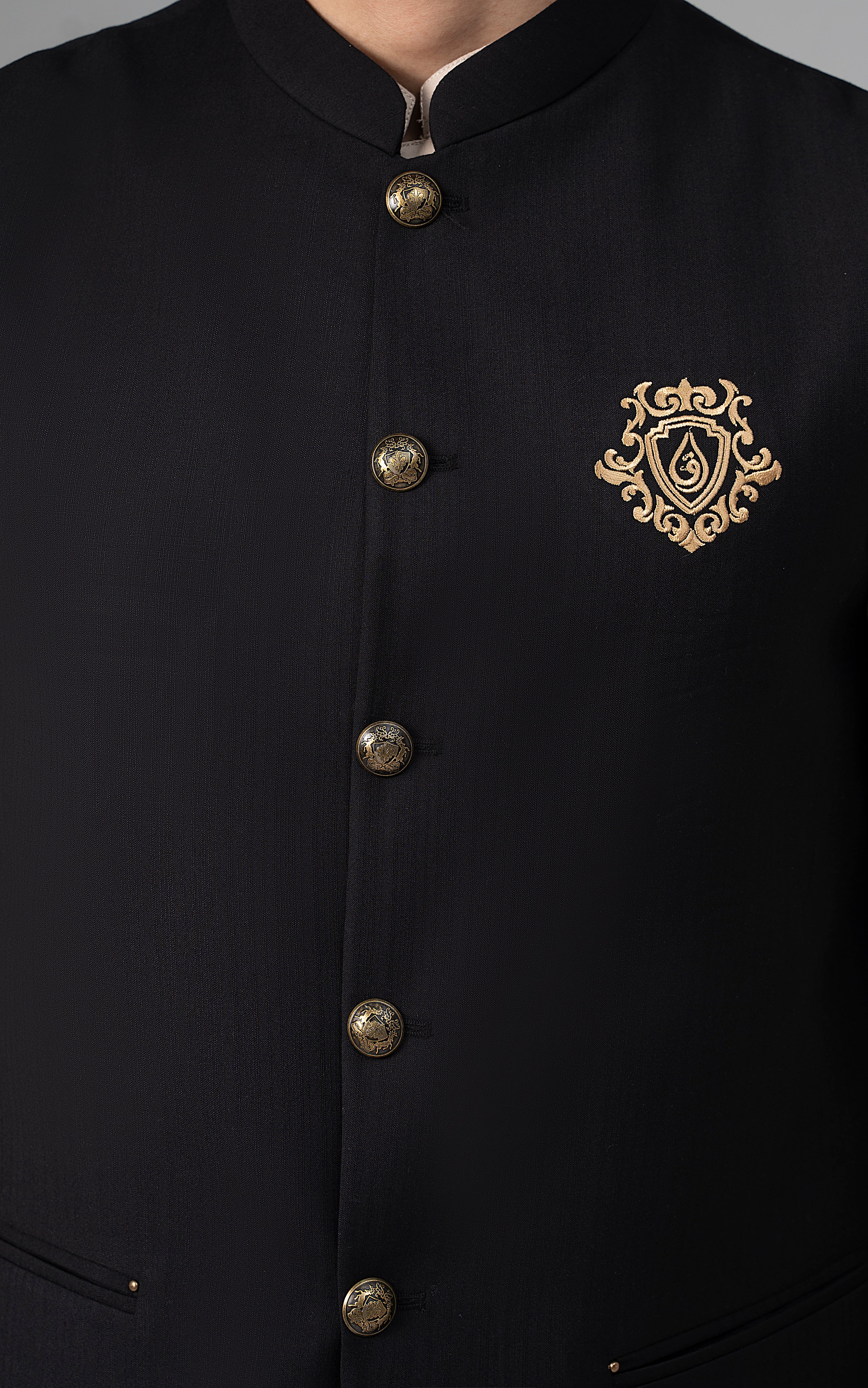 TROPICAL LOGO EMBROIDERED WAISTCOAT - SIGATURE COLLECTION BLACK - Image 2