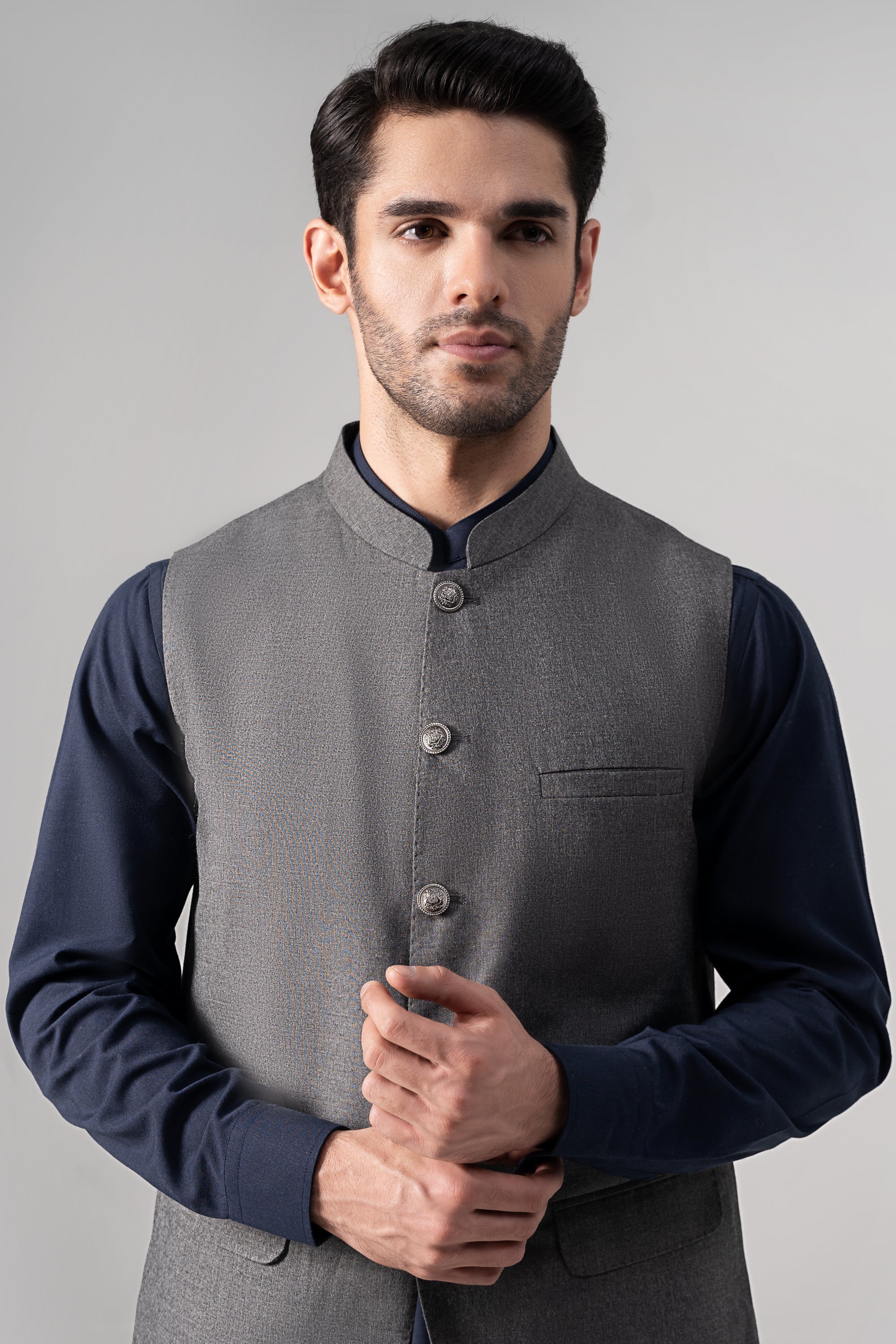 Melange Tropical Waistcoat - SIGNATURE COLLECTION DARK GREY - Image 4