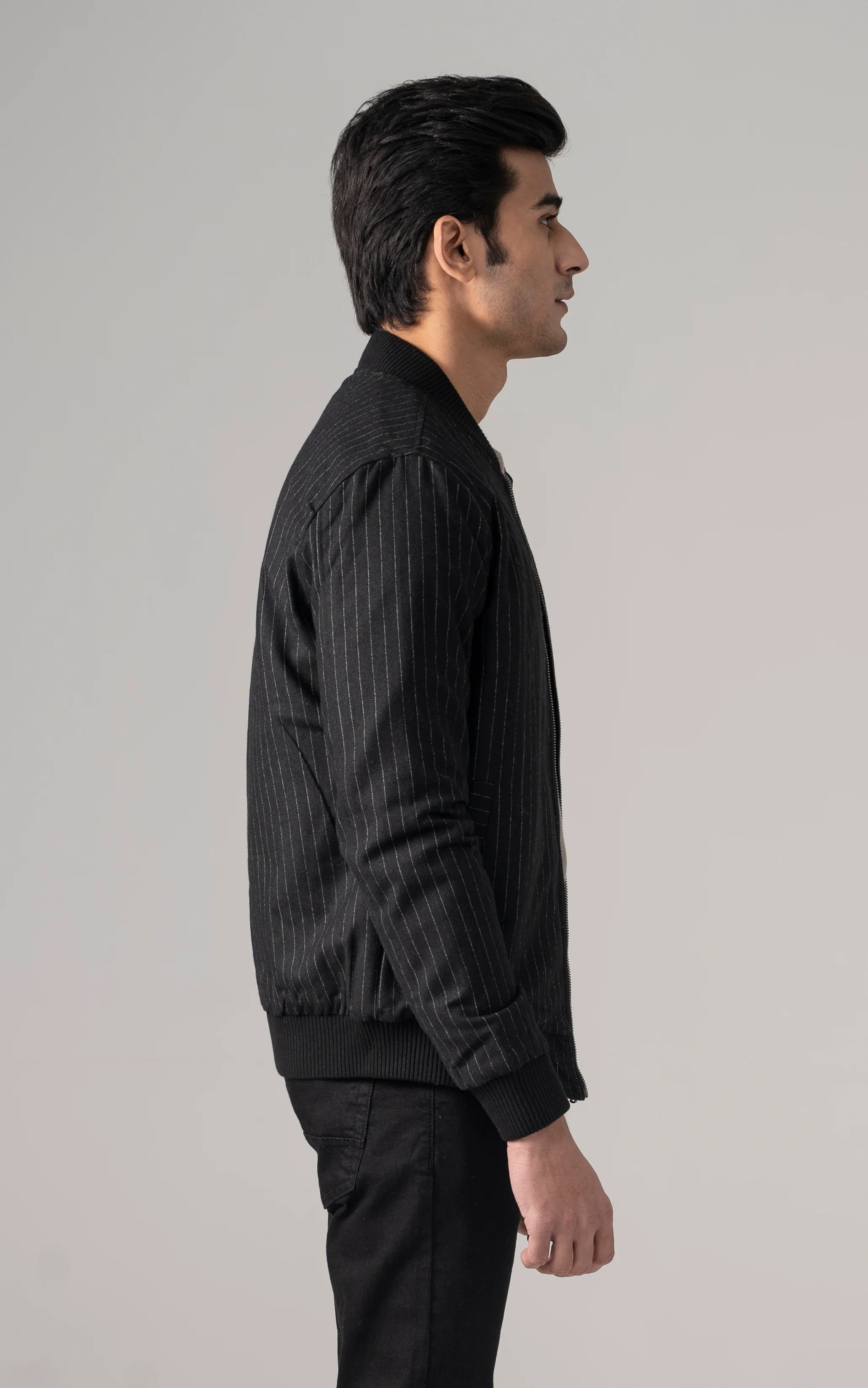 Wool Blend Bomber Jacket Black - Image 4