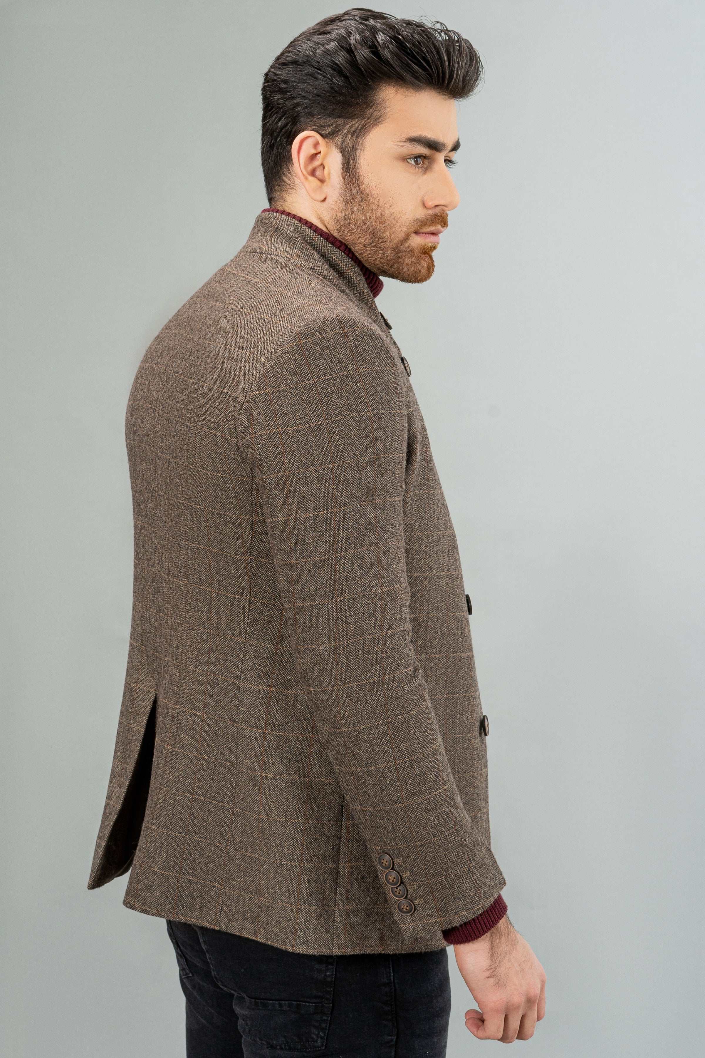 WOOLEN CASUAL COAT BROWN KHAKI - Image 4