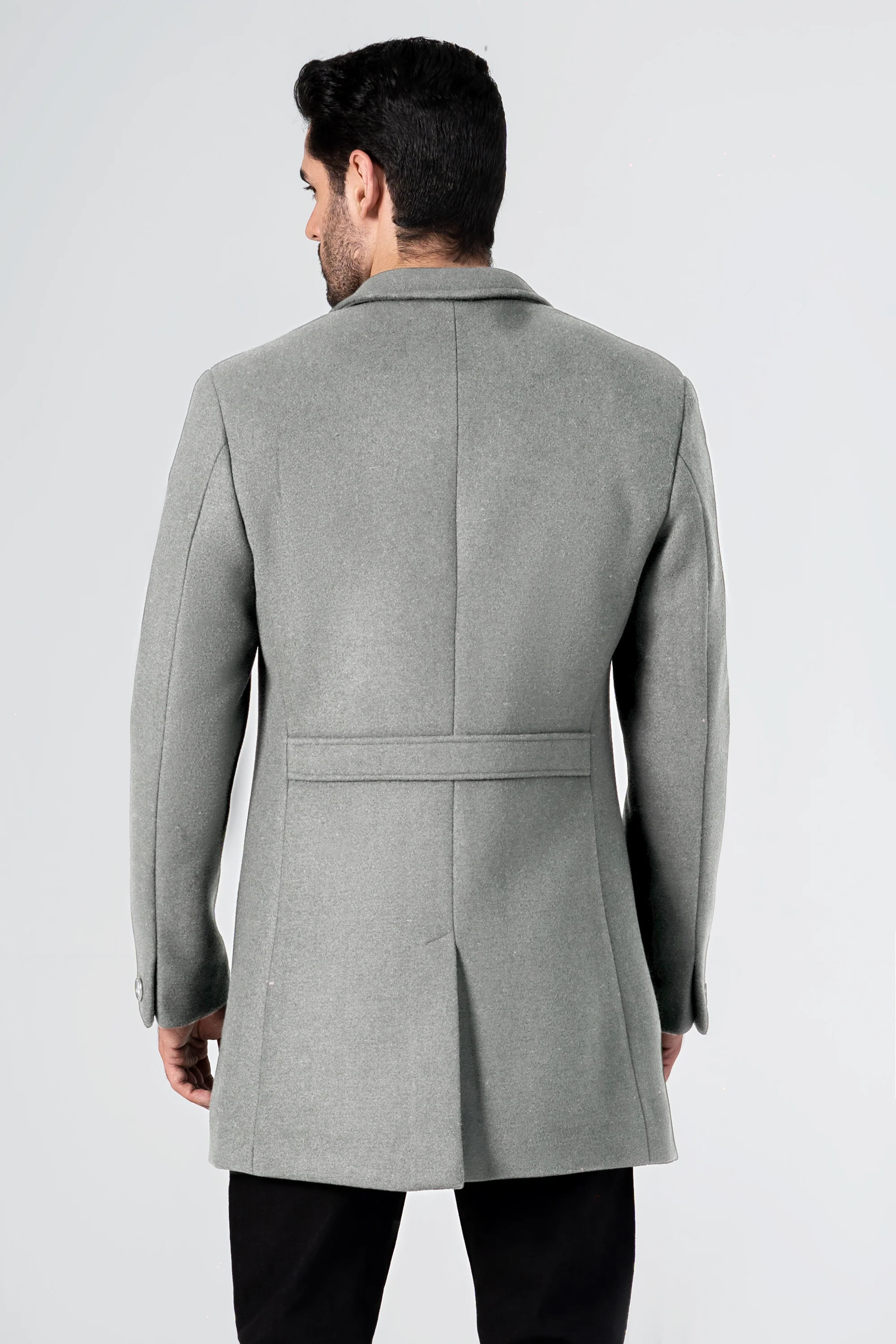 WOOLEN LONG COAT LIGHT GREY - Image 4