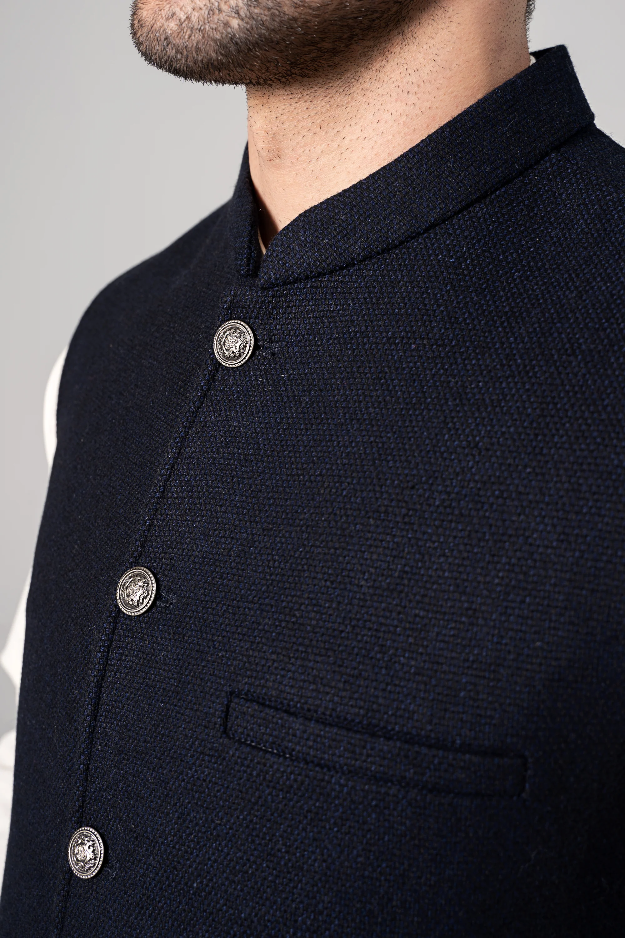 WOOLEN WAISTCOAT NAVY - Image 5