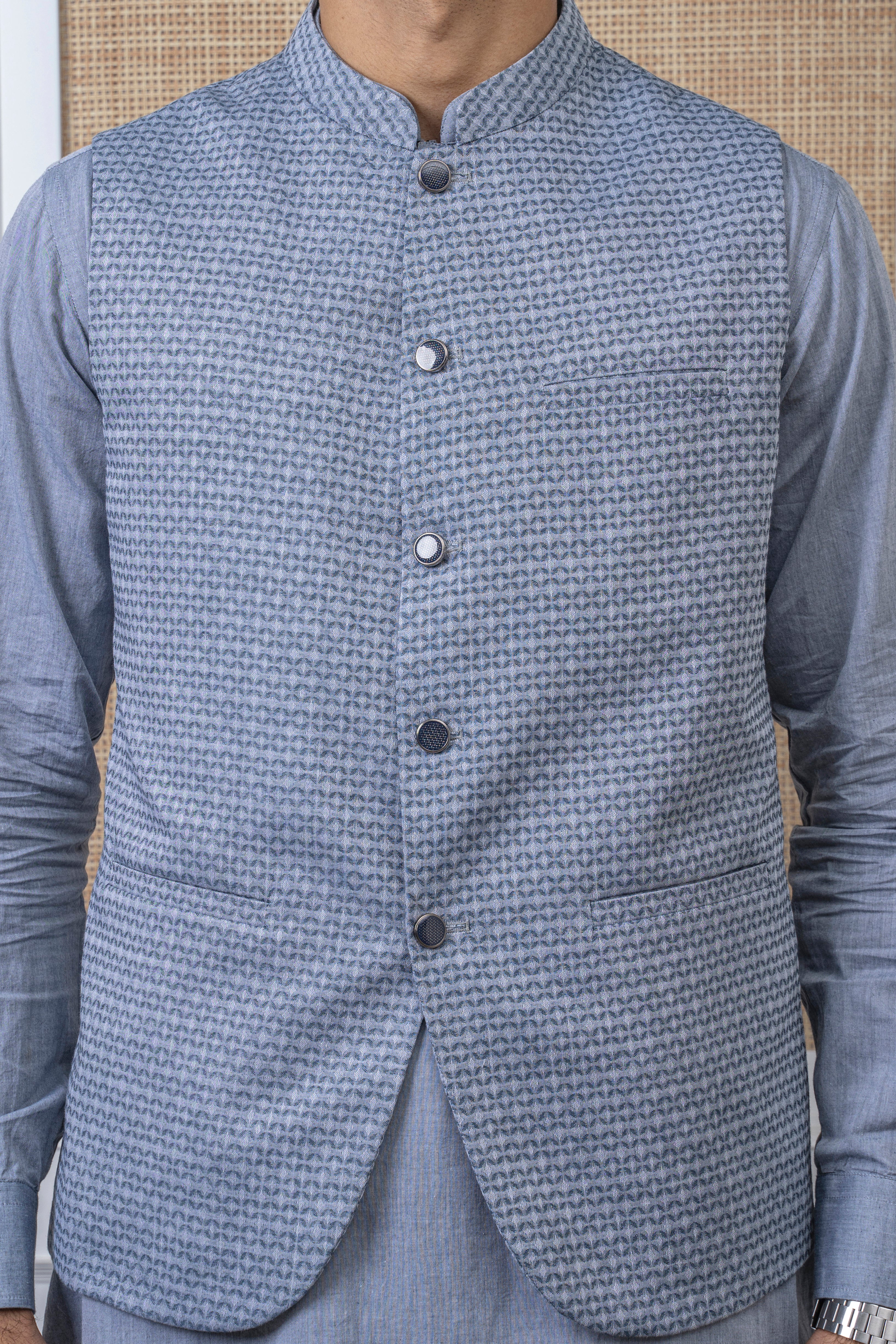 YARN DYED JACQUARD W/C -PREMIUM COLLECTION BLUISH GREY - Image 2