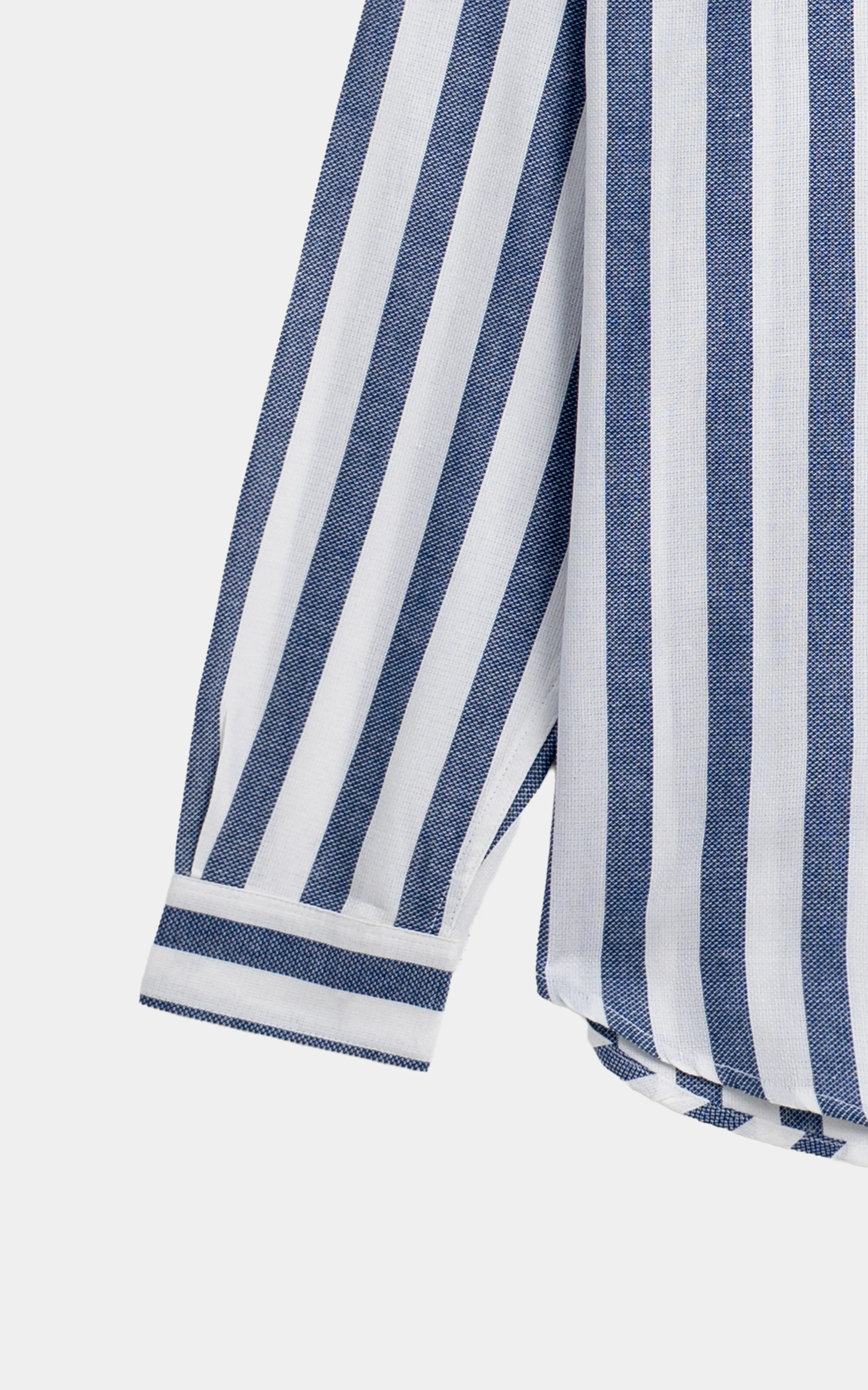 YARN DYED STRIPED CASUAL SHIRT WHITE NAVY STRIPE - Image 3