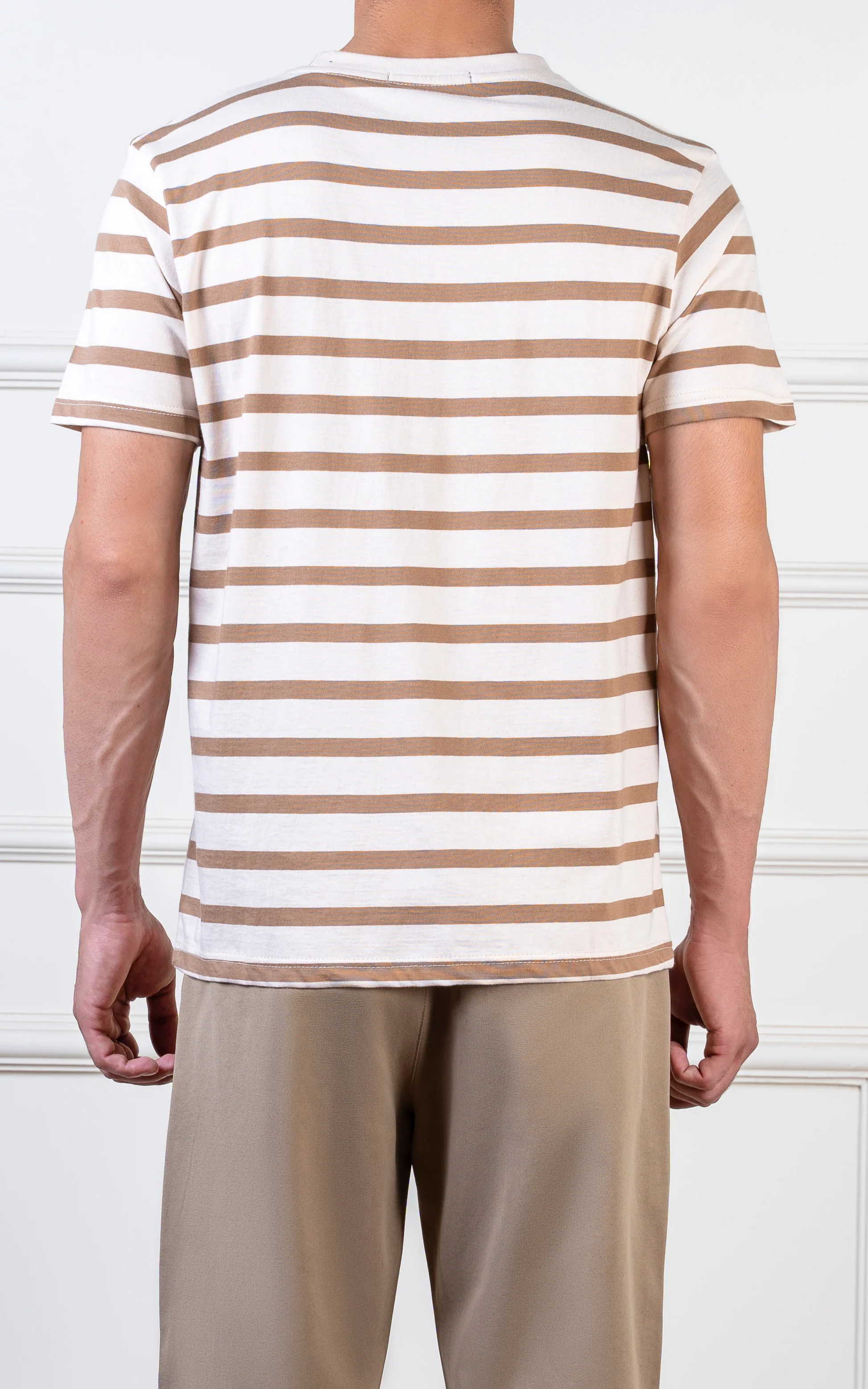 Yarn-dyed striped T-Shirt beige khaki - Image 5