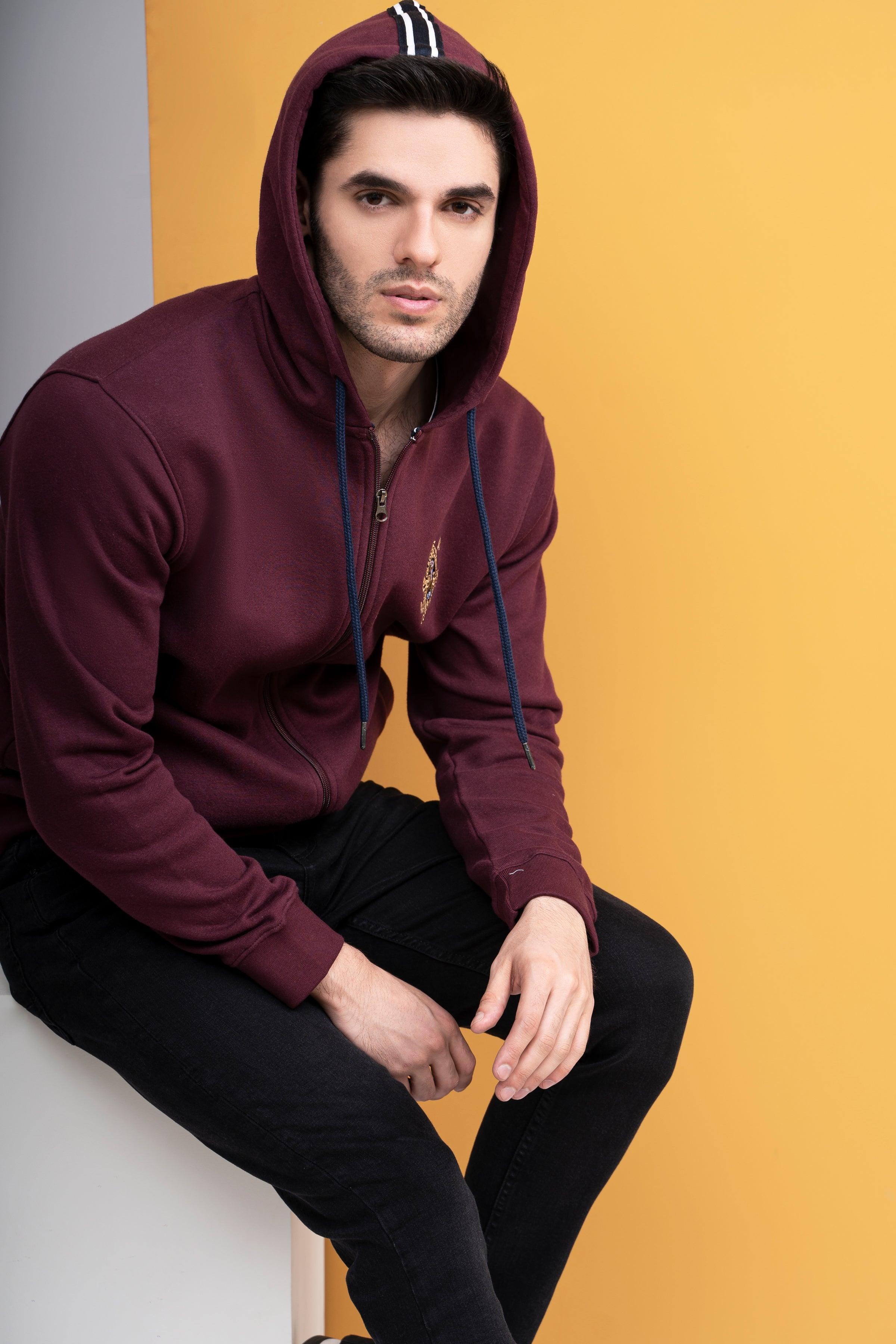 ZIPPER HOODIE FULL SLEEVE MAROON - Image 4